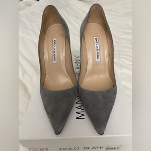 Manolo Blahnik BB 105mm grey suede pump